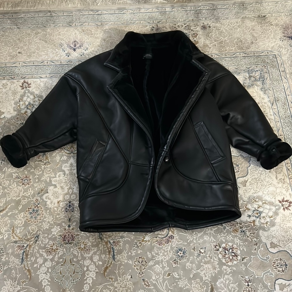 UO Faux Leather Jacket Oversized
